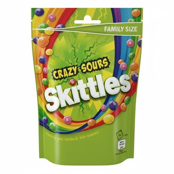 Skittles Crazy Sours Sweets Family Size Pouch Bag 196g