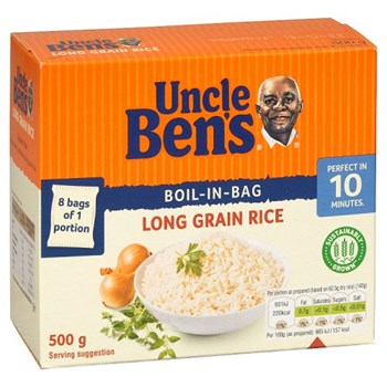 Uncle Ben's Boil-in-Bag Long Grain Rice 8 x 62.5g (500g)