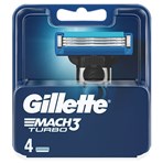 Gillette Mach3 Turbo Mens Razor Blade Refills, 4 Count