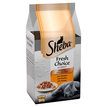 Sheba Fresh Choice Cat Food Pouches Poultry in Gravy 6 x 50g
