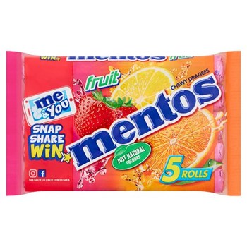 Mentos Fruit Chewy Dragees Rolls 5 x 38g