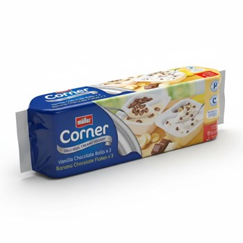 Muller Corner Vanilla Chocolate Balls and Banana Chocolate Flakes Yogurts 6 x 130g