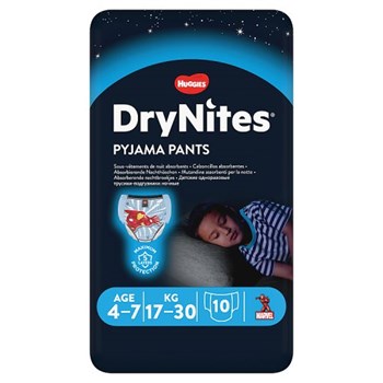 Huggies DryNites, Pyjama Pants, Boy, 4-7 Years (17-30kgs), 10 Pants