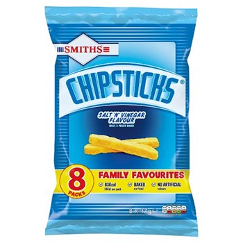 Smiths Chipsticks Salt & Vinegar Multipack Snacks 8x17g