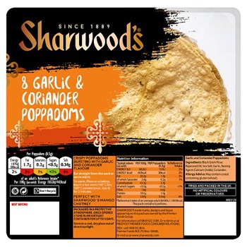 Sharwood's 8 Garlic & Coriander Poppadoms