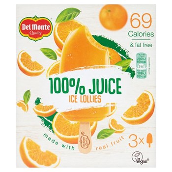 Del Monte 100% Orange Juice Ice Lollies 3 x 75ml (225ml)