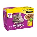 Whiskas 1+ Cat Pouches Poultry Selection in Gravy 12 x 100g