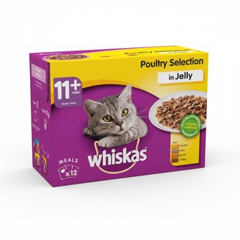 Whiskas Senior Wet Cat Food Pouches Poultry in Jelly 12 x 100g