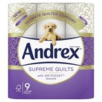 Andrex Supreme Quilts, Quilted Toilet Roll, 9 Rolls