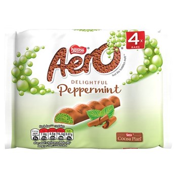 Aero Bubbly Peppermint Mint Chocolate Bar Multipack 4 Pack (4 x 27g)