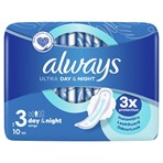Always Ultra Sanitary Towels Day & Night (Size 3) Wings 10 Pads