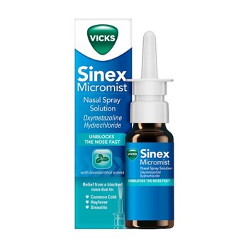 Vicks Sinex Micromist Decongestant Nasal Spray For Blocked Nose Bottle 15ml
