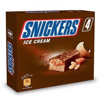 Snickers Chocolate Peanut Ice Cream Bar 4 x 53ml