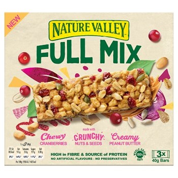 Nature Valley Full Mix Cranberry & Peanut Butter Cereal Bars 3 x 40g