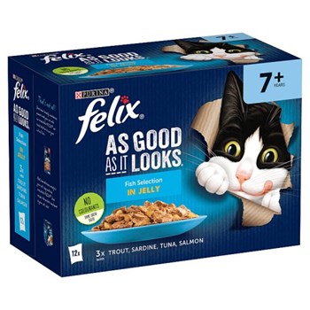 FELIX AS GOOD AS IT LOOKS Senior Fish Selection in Jelly Wet Cat Food 12 x 100g