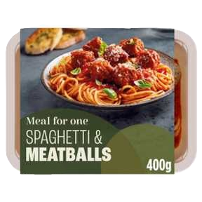Spaghetti and Pork Meatballs for one Retailer's Own Brand 400-450g