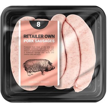 Butchers Pork Sausages 8 Pack Retailer's Own Brand 454g 