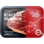 Beef Sirloin Steak  Retailer's Own Brand 200g - 227g 